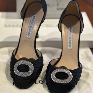 Never worn Manolo Blahnik Black Satin Sedaraby d’Orsay EU 36/US 6